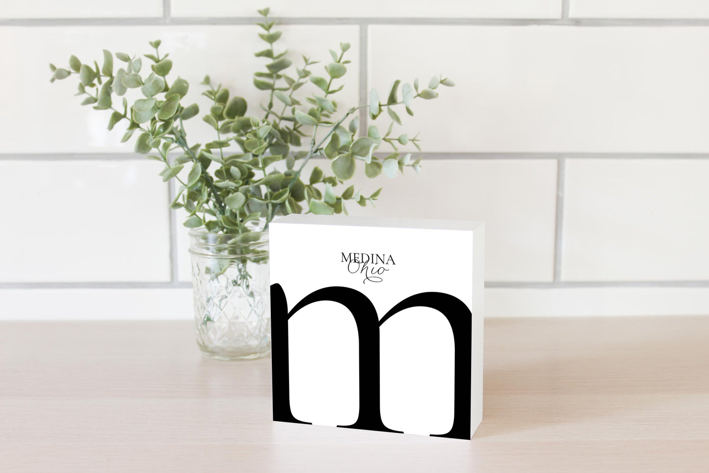 Medina Oh Minimal Monogram | Wood Block | Eaches | Min 4