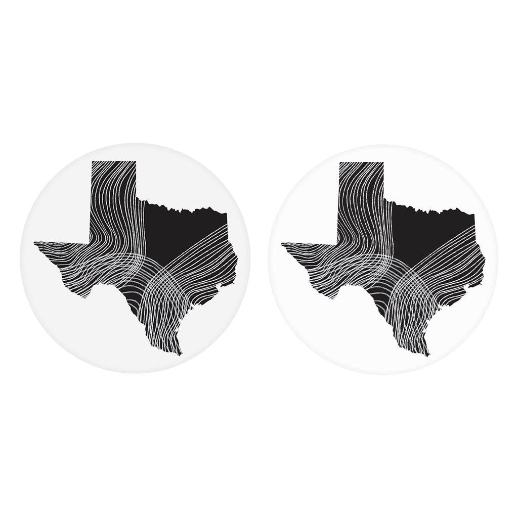 Modern Texas State Shape With Fluid Lines | Absorbent Car Coasters | Set of 2 | Min 4
