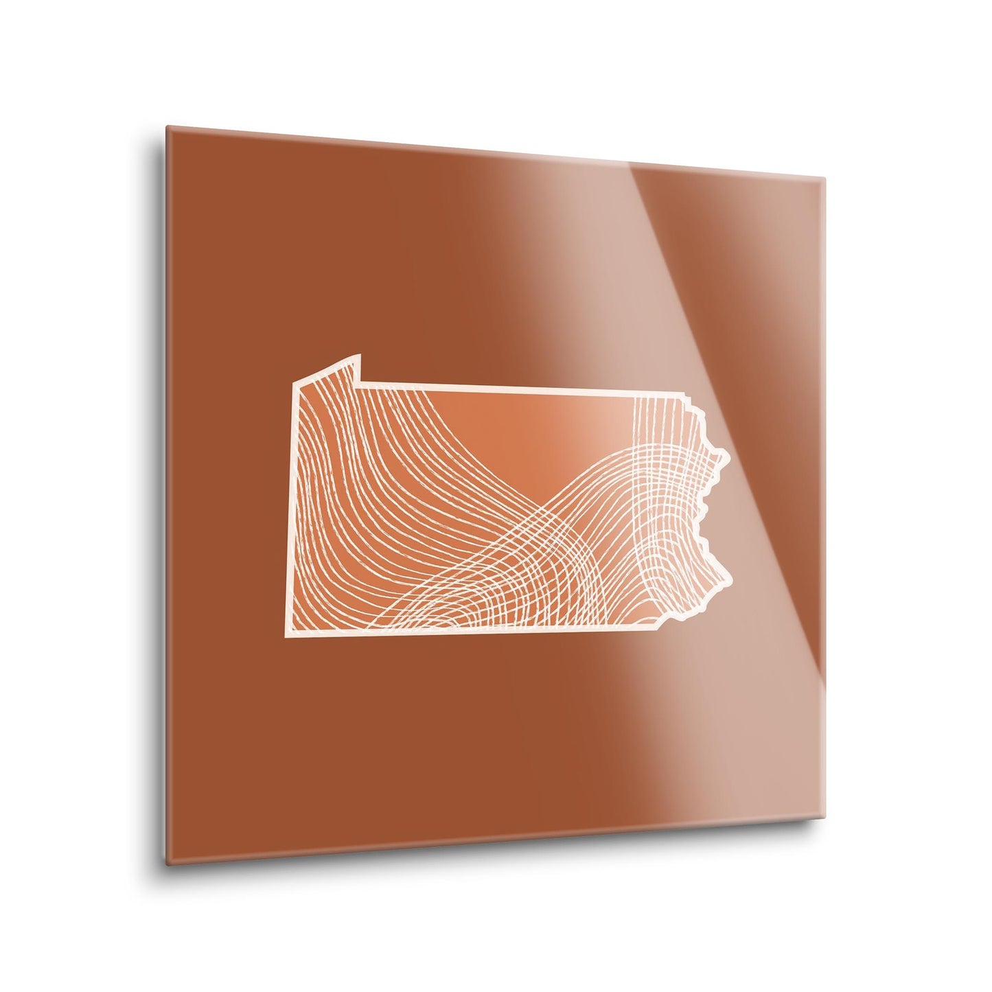 Modern Minimalist Pennsylvania State Lines Dark | Hi-Def Glass Art | Eaches | Min 1