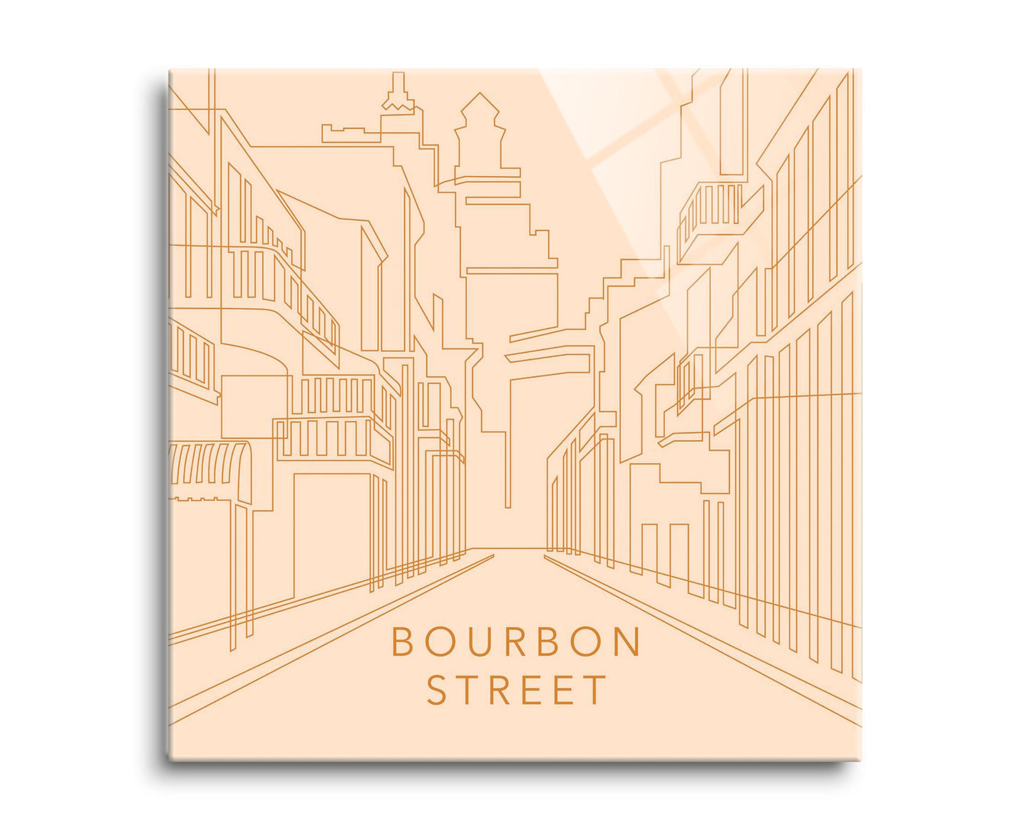 Modern Minimalist Louisiana Bourbon Street Line Drawing | Hi-Def Glass Art | Eaches | Min 2