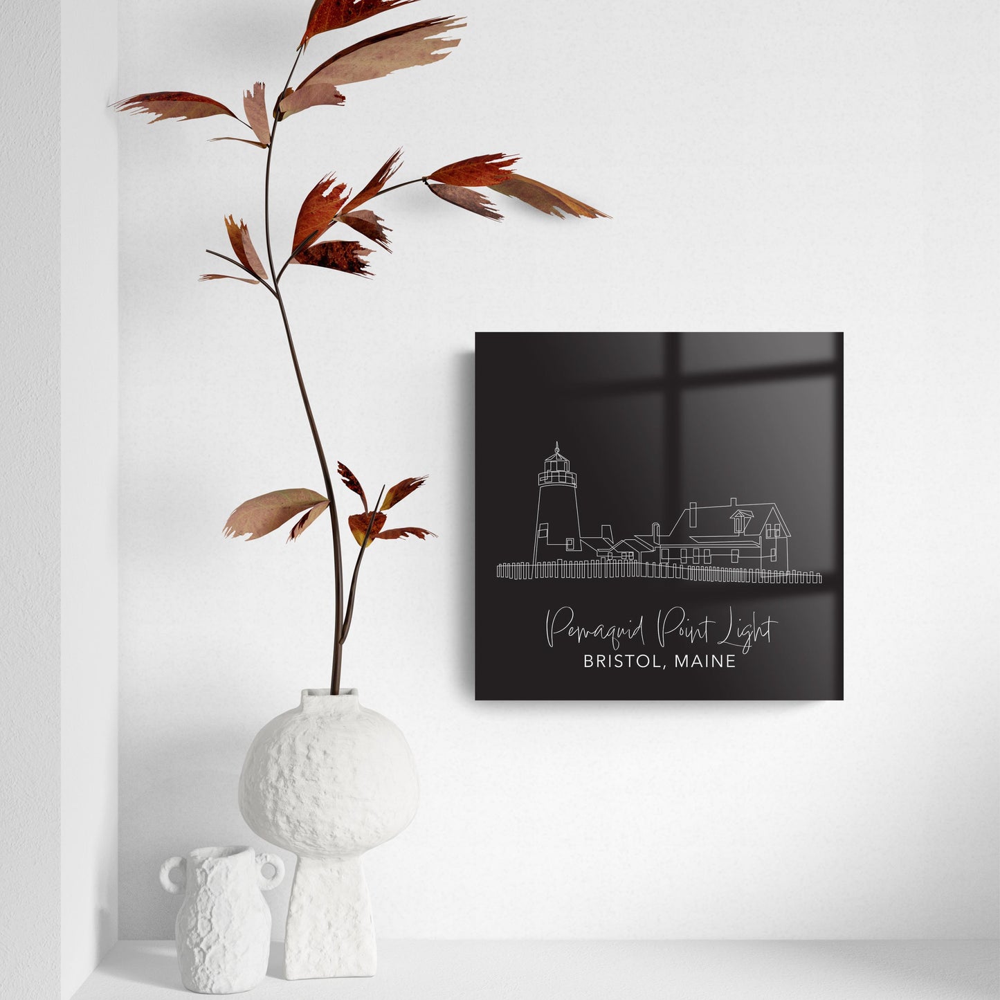 Black Pemaquid Point Light | Hi-Def Glass Art | Eaches | Min 2