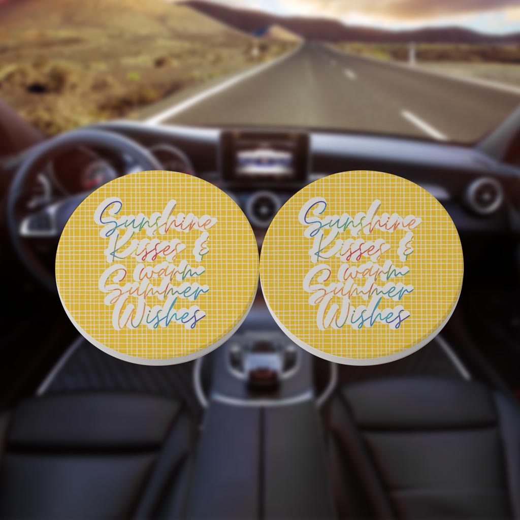 Sunshine Kisses Warm Summer Wishes| Absorbent Car Coasters | Set of 2 | Min 4
