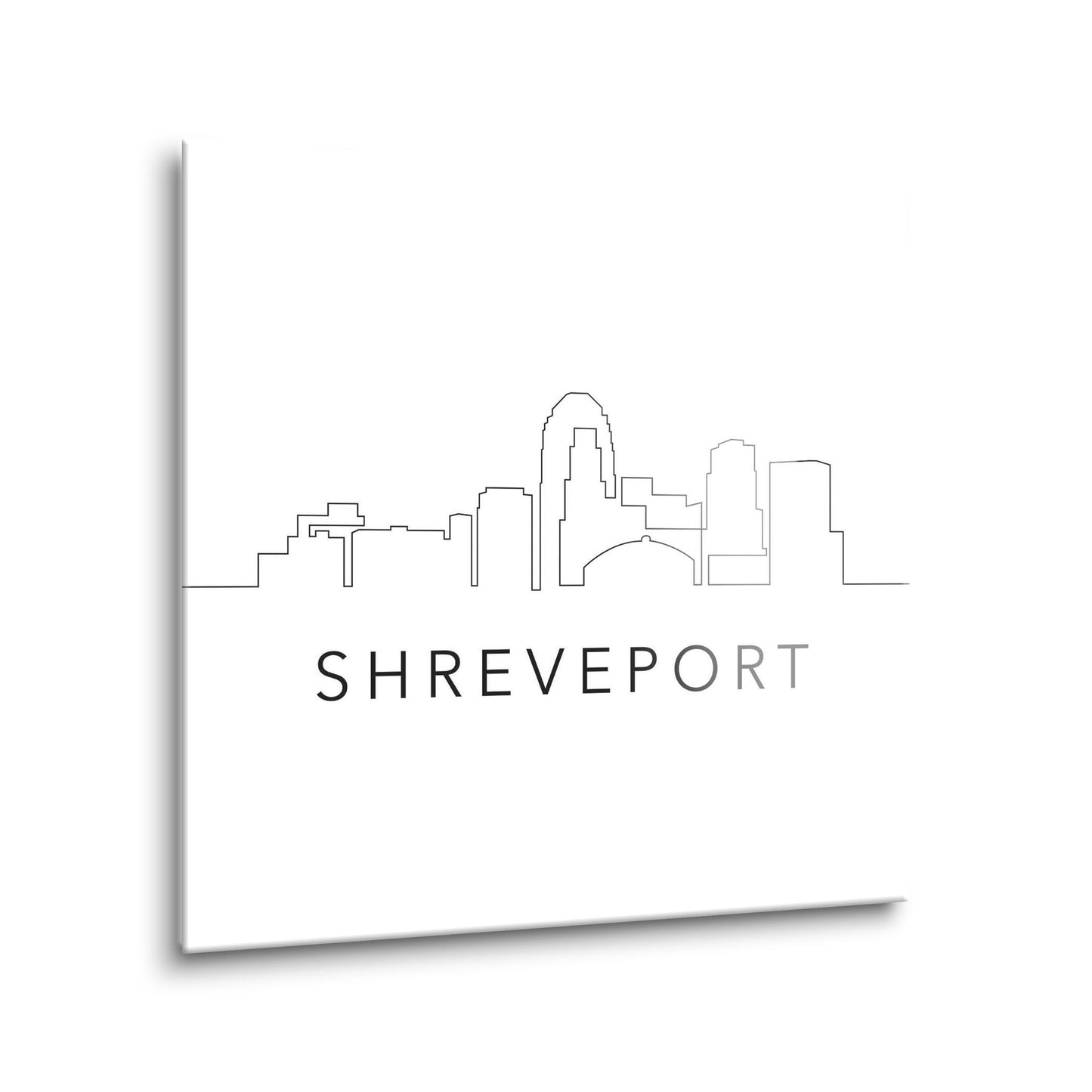 Modern Louisiana Shreveport City Line Drawing | Hi-Def Glass Art | Eaches | Min 1
