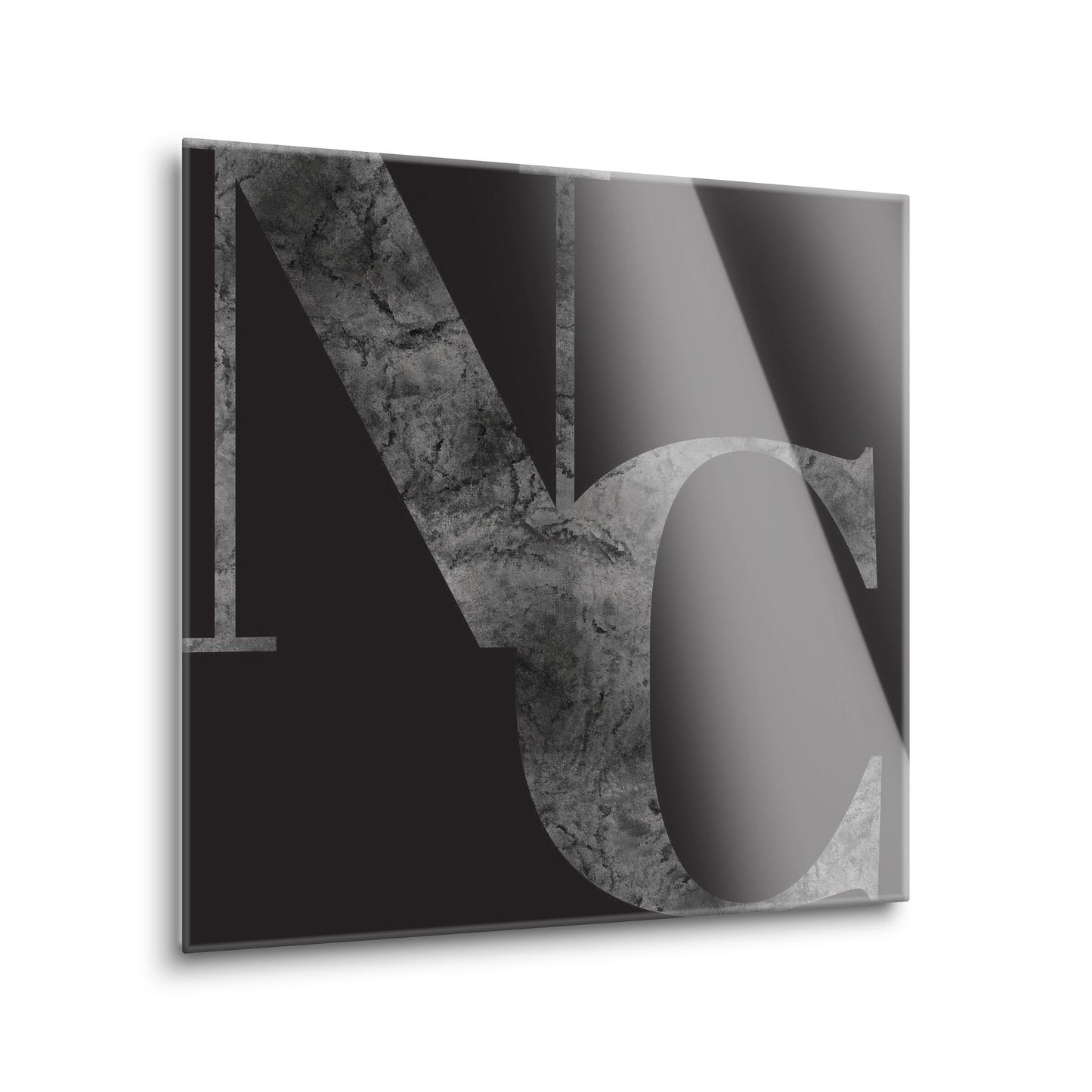 Minimalistic B&W North Carolina Black Initials | Hi-Def Glass Art | Eaches | Min 1