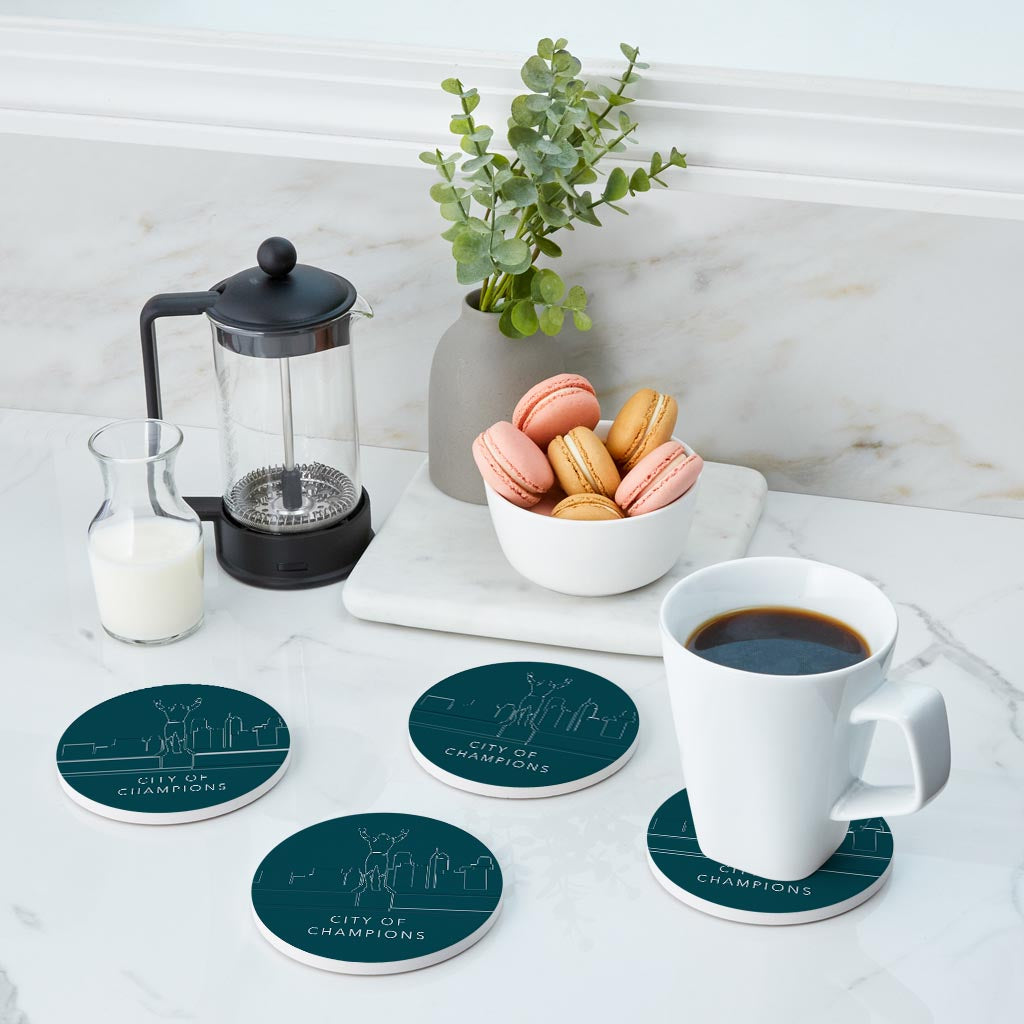 Modern Minimalist Pennsylvania Rocky Statue| Absorbent Coasters | Set of 4 | Min 2