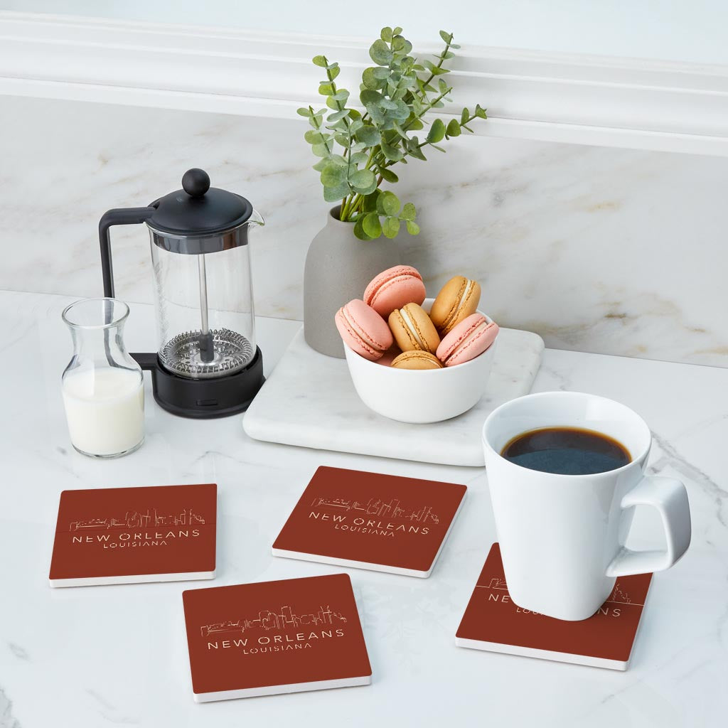 Louisiana Colorful New Orleans Skyline | Absorbent Coasters | Set of 4 | Min 2