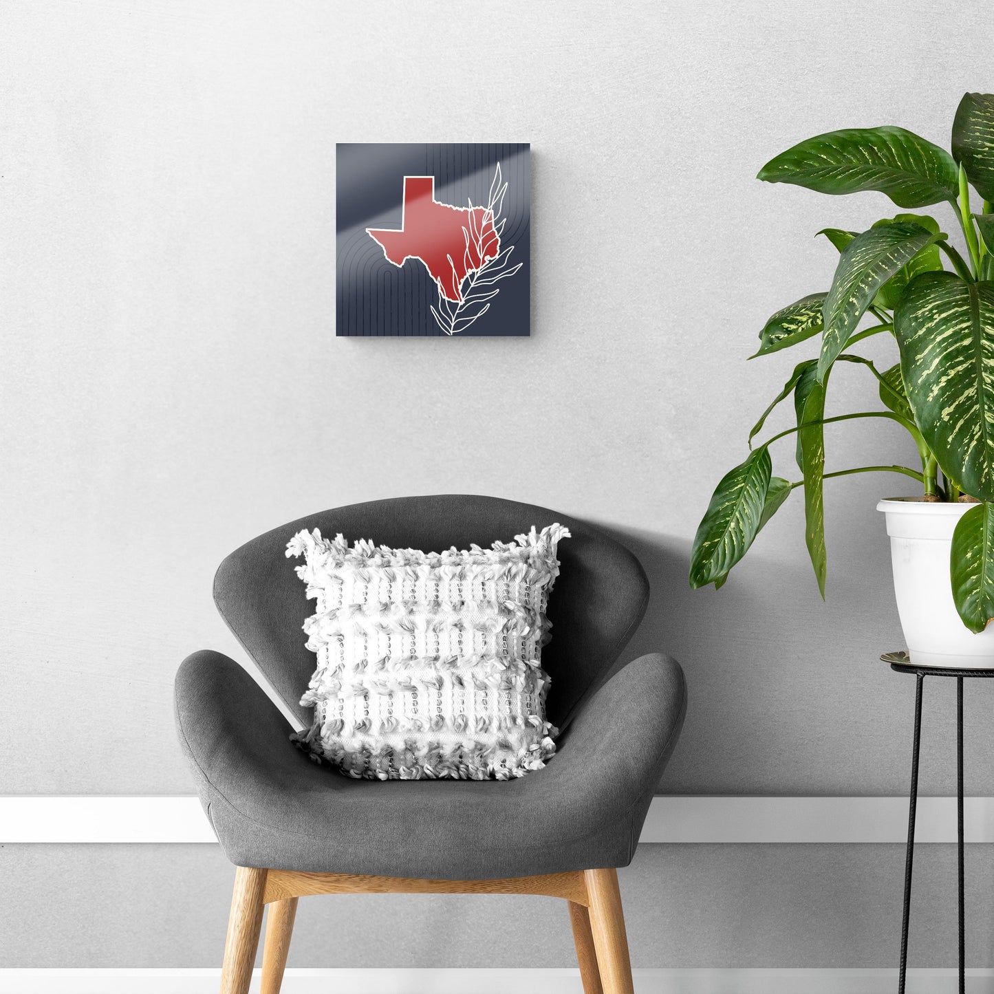 Modern Minimalist Texas Colors Shape Leaf | Hi-Def Glass Art | Eaches | Min 1