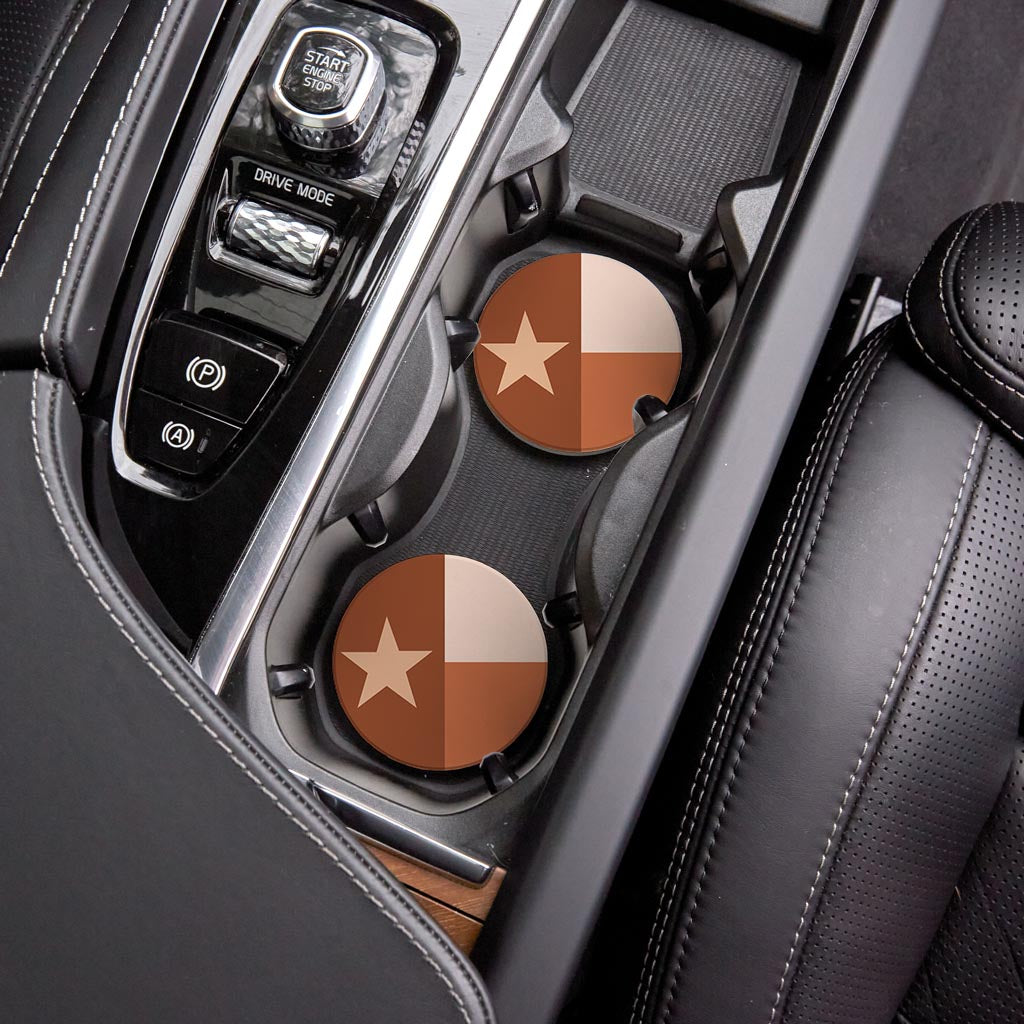 Modern Minimalist Texas State Flag | Absorbent Car Coasters | Set of 2 | Min 4