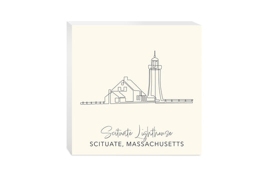 Cream Scituate Lighthouse | Wood Block | Eaches | Min 2
