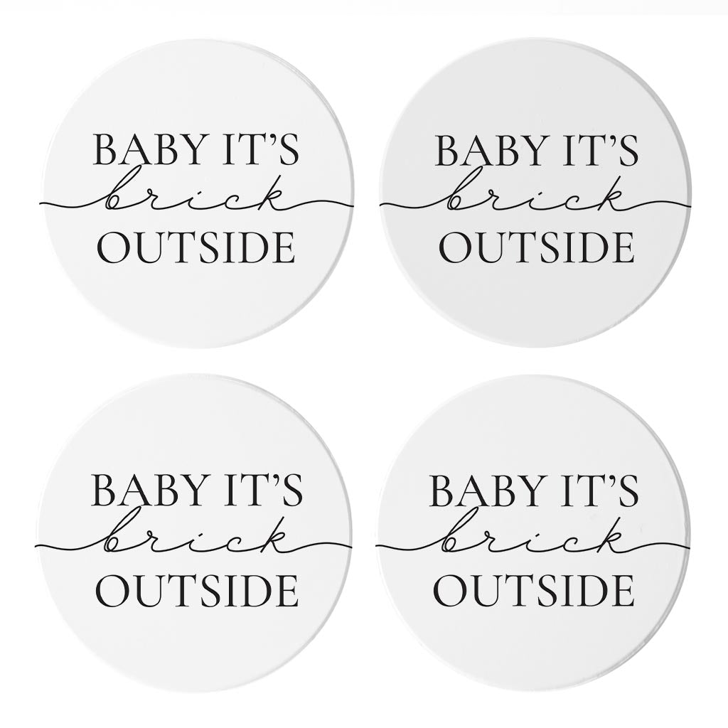 Minimalistic B&W New York Quip Brick Outside | Absorbent Coasters | Set of 4 | Min 2