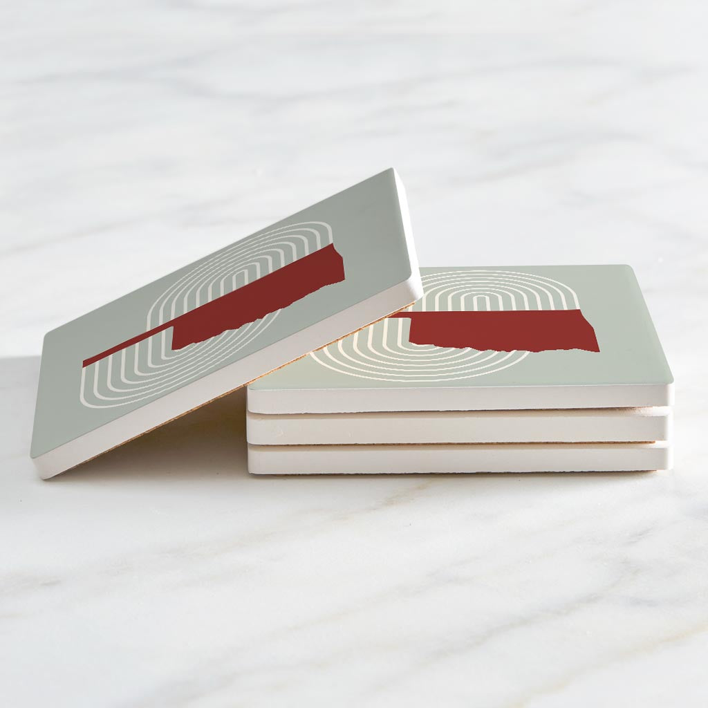 Modern Minimalist Oklahoma Retro State Shape | Absorbent Coasters | Set of 4 | Min 2