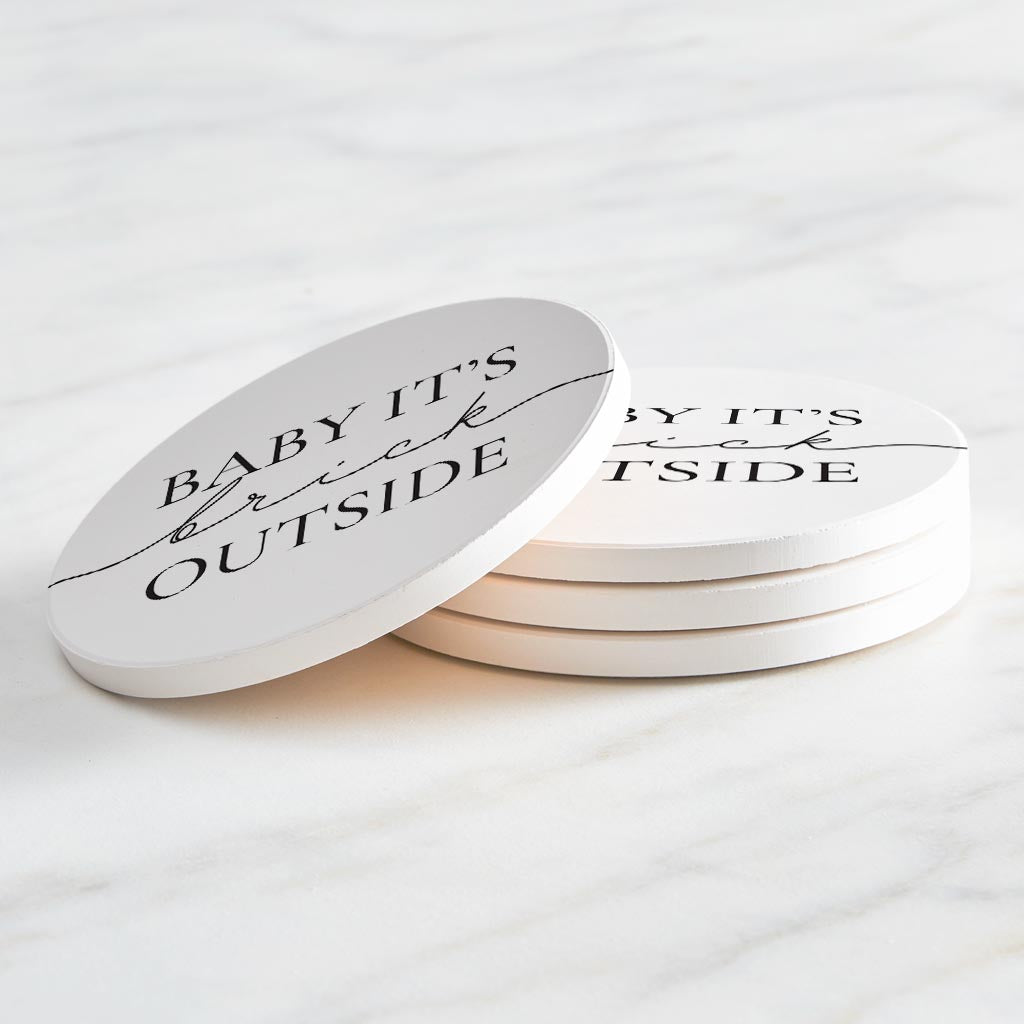 Minimalistic B&W New York Quip Brick Outside | Absorbent Coasters | Set of 4 | Min 2
