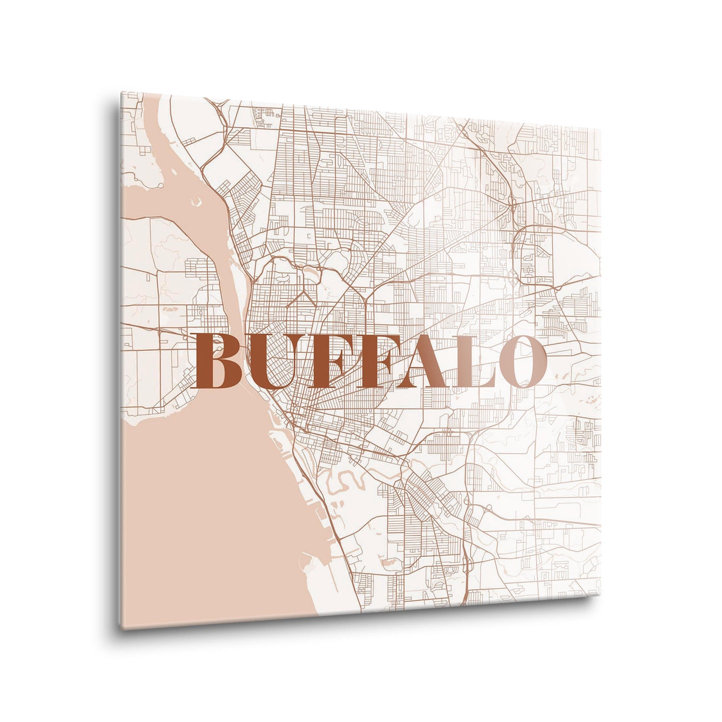 Modern Minimalist New York Buffalo Map | Hi-Def Glass Art | Eaches | Min 2