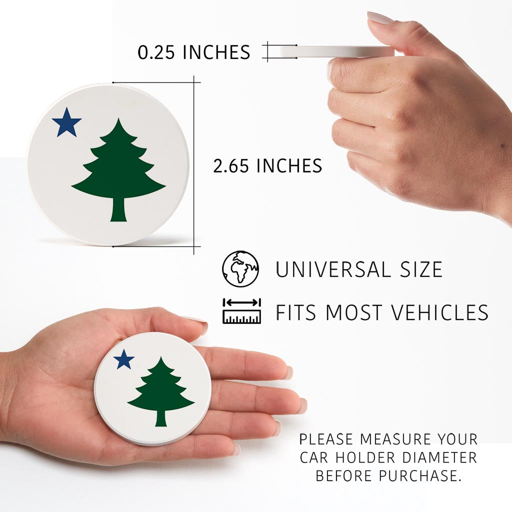New England Star And Tree | Absorbent Car Coasters | Set of 2 | Min 4