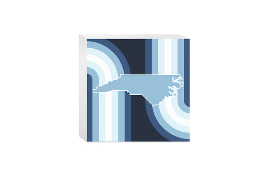 Blue Shades North Carolina State Retro Thick Lines | Wood Block | Eaches | Min 4