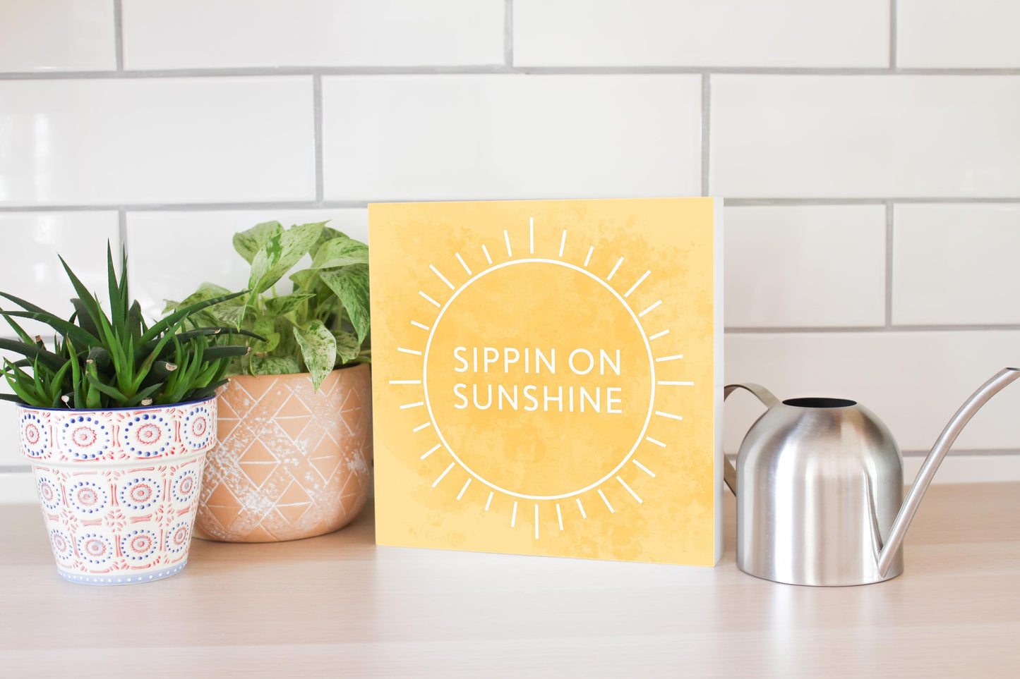 Sippin On Sunshine Yellow | Wood Block | Eaches | Min 2
