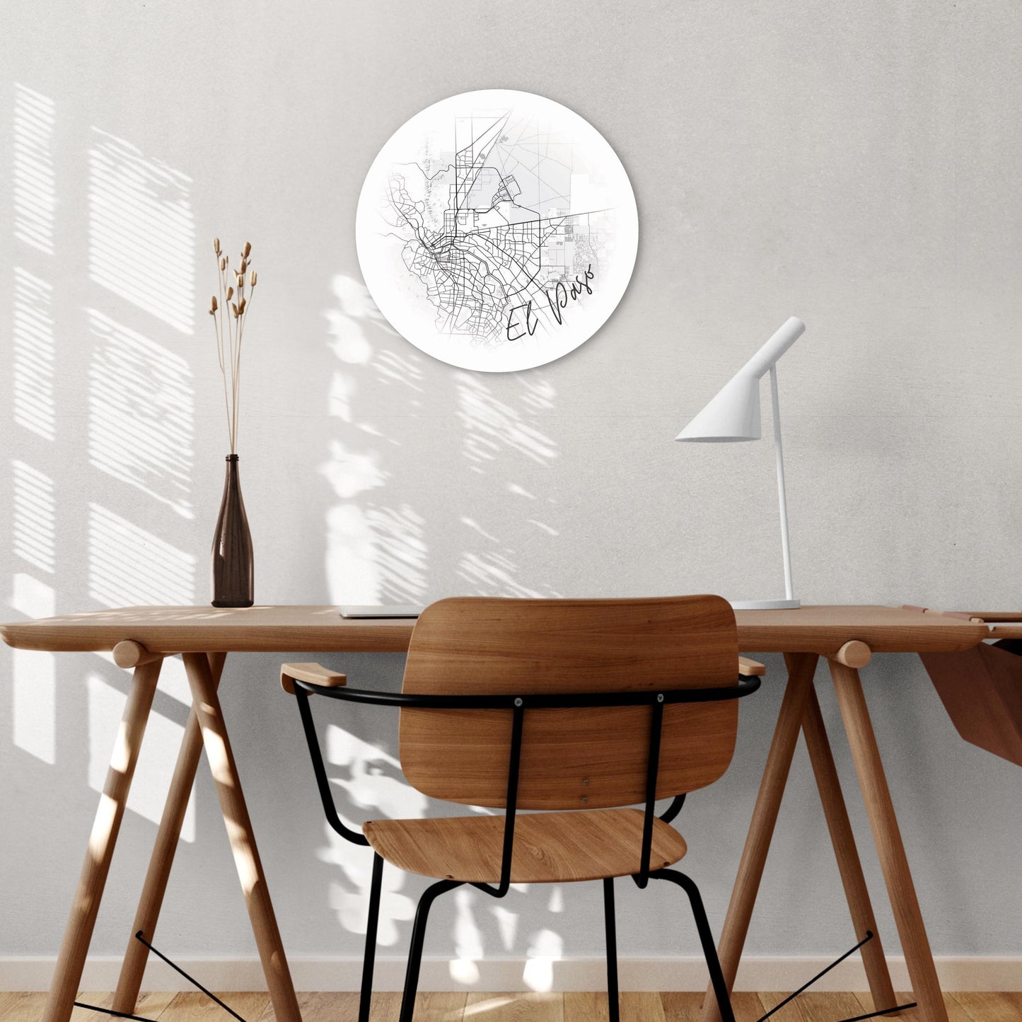 Minimalistic B&W Texas El Paso Circle Map | Wood Sign | Eaches | Min 1