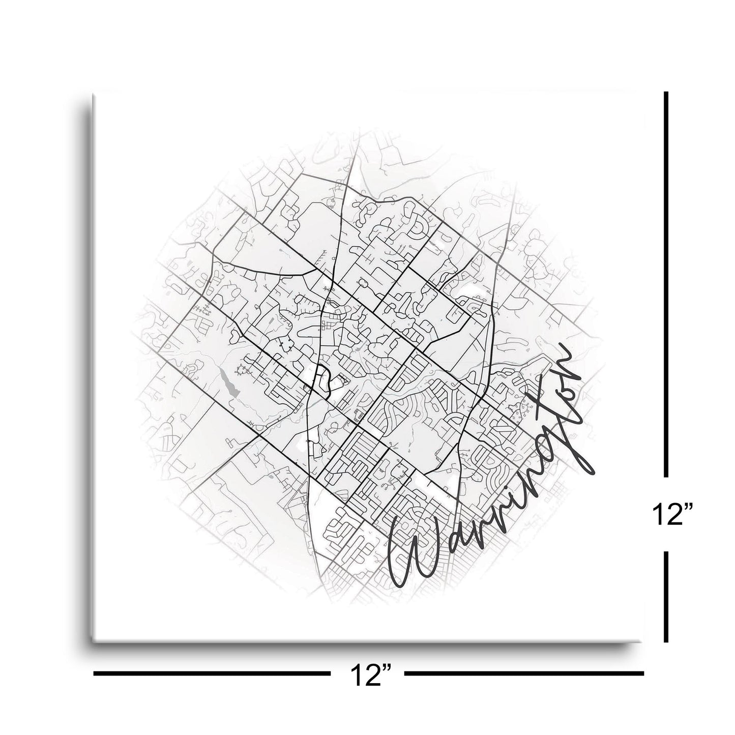 Minimalistic B&W Pennsylvania Warrington Circle Map | Hi-Def Glass Art | Eaches | Min 1