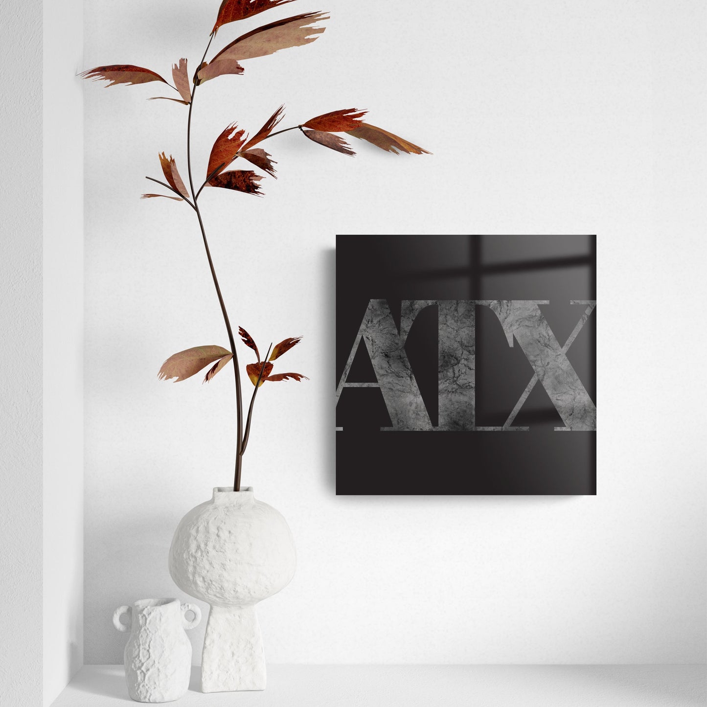 Minimalistic B&W Texas Austin Black Initials | Hi-Def Glass Art | Eaches | Min 2