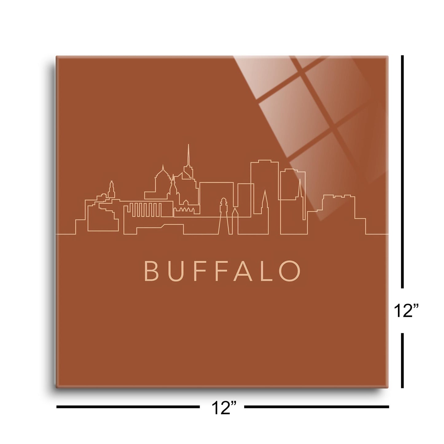 Modern Minimalist New York Buffalo Skyline | Hi-Def Glass Art | Eaches | Min 1