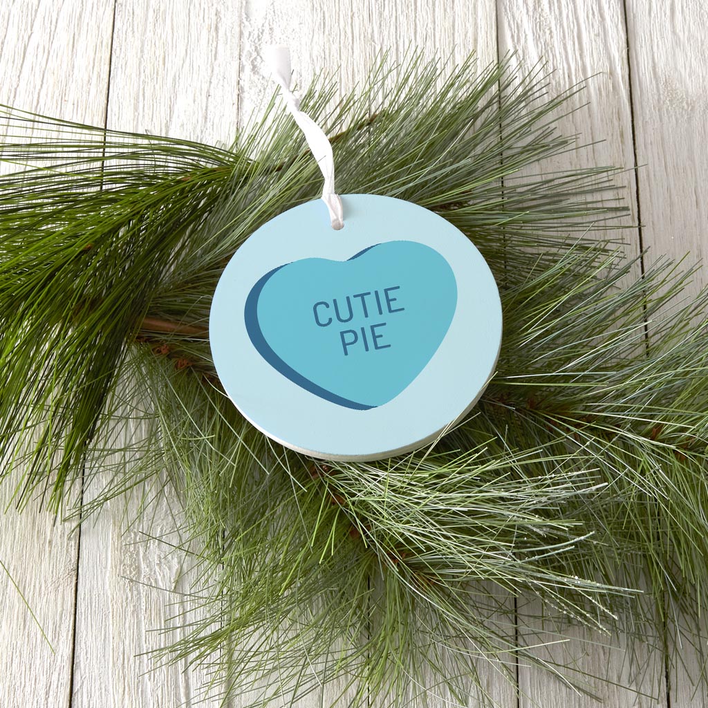 Message Hearts Cutie Pie | Wood Ornament | Eaches | Min 6