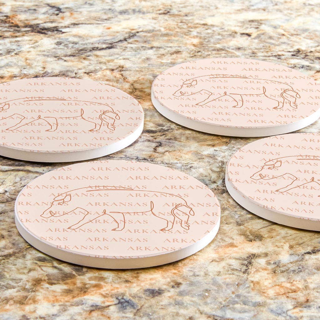 Modern Minimalist Arkansas Hog Line Drawing | Absorbent Coasters | Set of 4 | Min 2