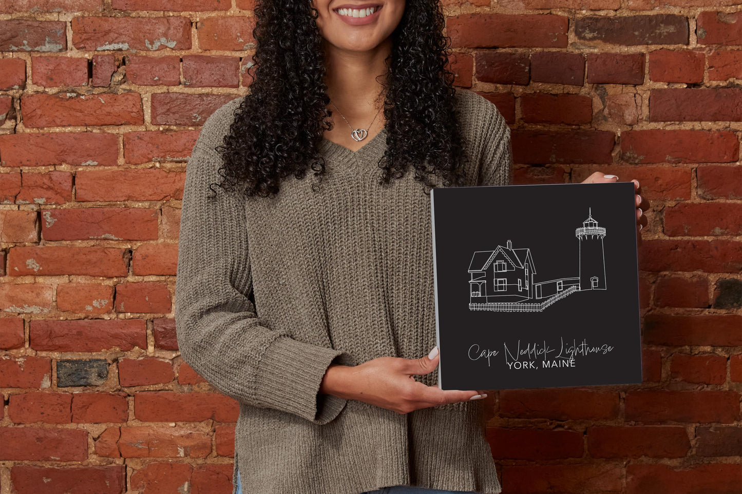 Black Cape Neddick Lighthouse | Wood Block | Eaches | Min 2
