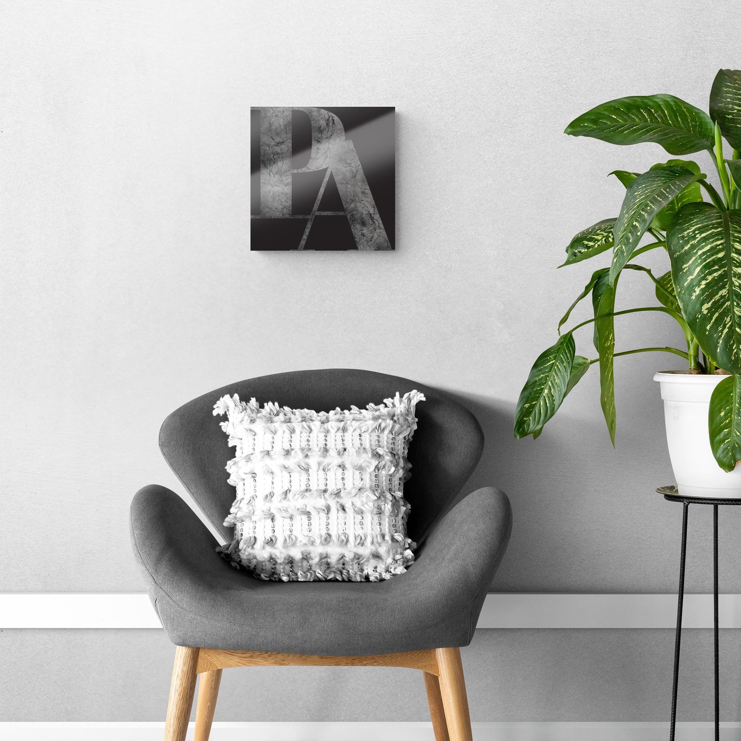 Minimalistic B&W Pennsylvania Black Initials | Hi-Def Glass Art | Eaches | Min 1