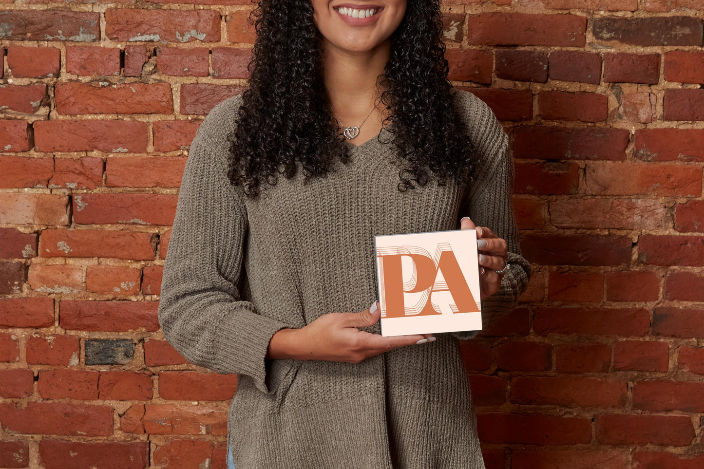 Modern Minimalist Pennsylvania Pa Initials Dark | Wood Block | Eaches | Min 4