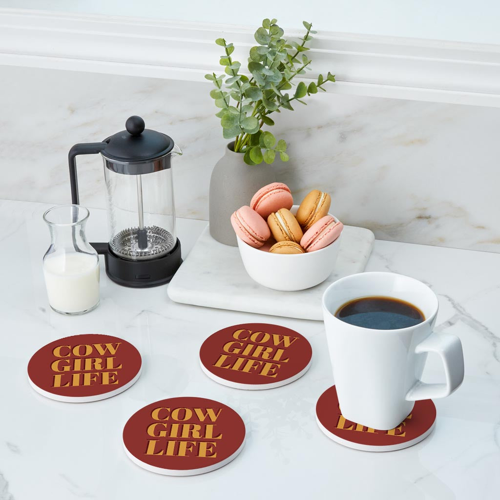 Modern Minimalist Oklahoma Cowgirl Life| Absorbent Coasters | Set of 4 | Min 2