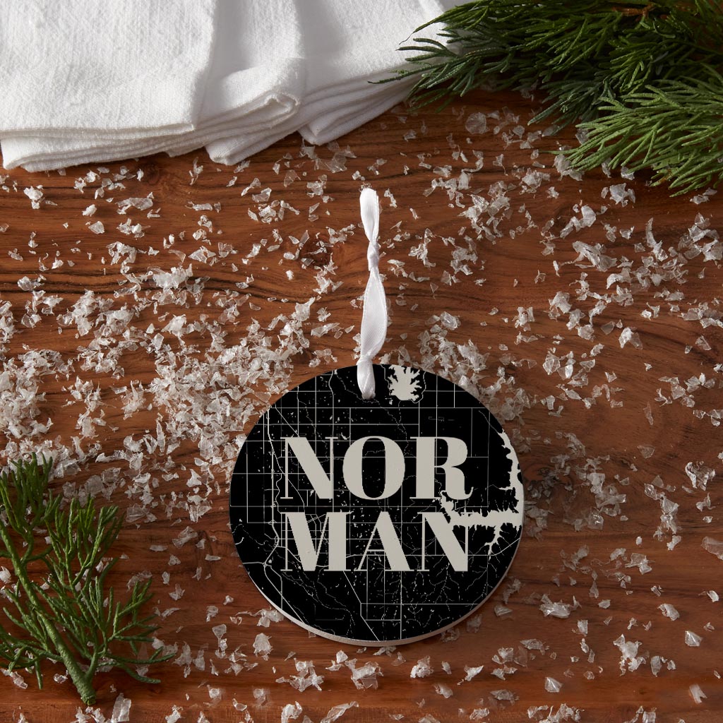 Modern Oklahoma Norman Map | Wood Ornament | Eaches | Min 6