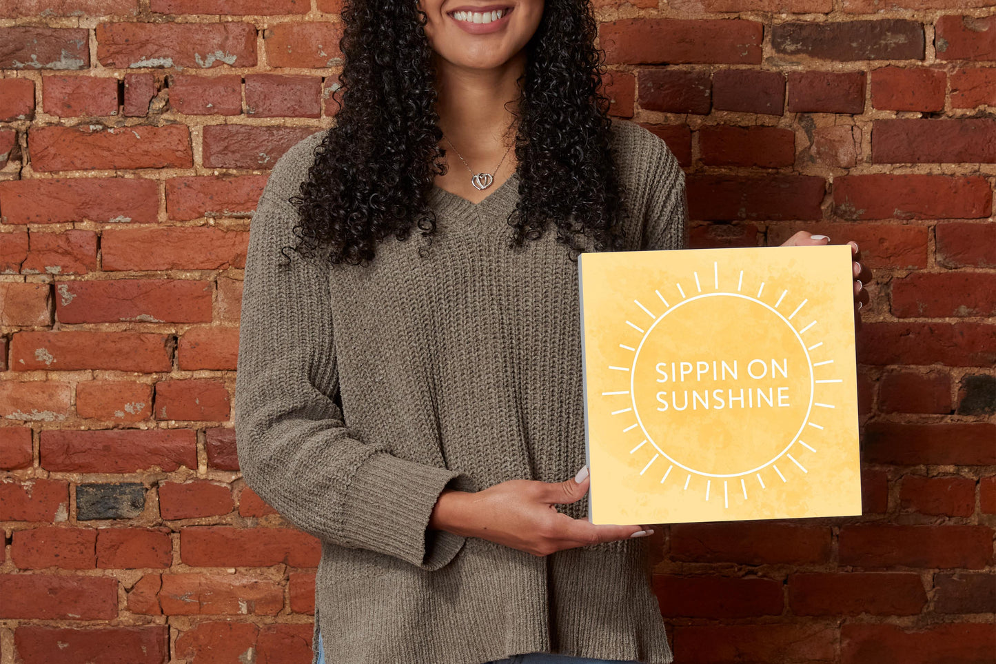 Sippin On Sunshine Yellow | Wood Block | Eaches | Min 2