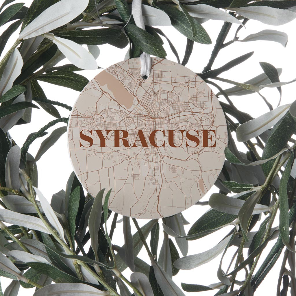 Modern Minimalist New York Syracuse Map| Wood Ornament | Eaches | Min 6