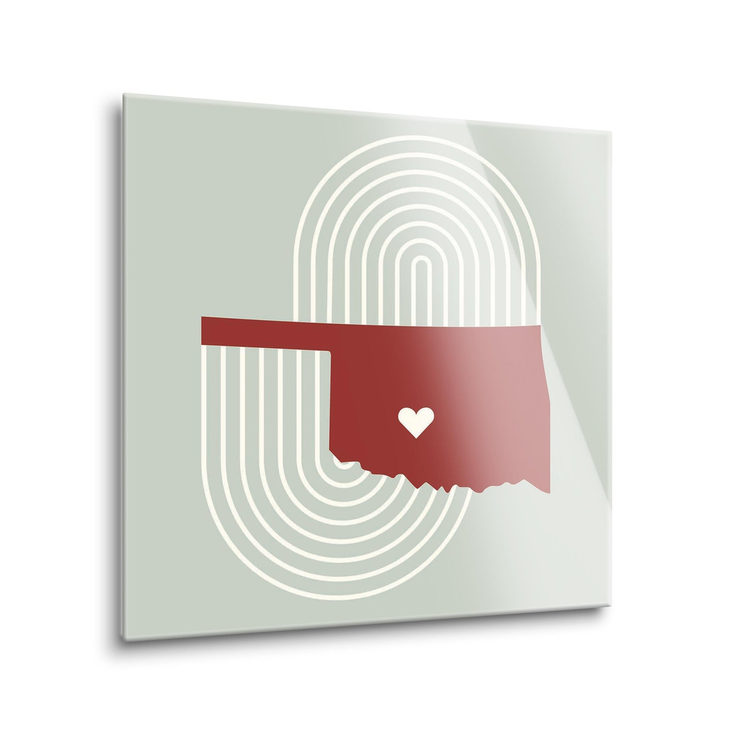 Modern Minimalist Oklahoma Chickasha Heart | Hi-Def Glass Art | Eaches | Min 2