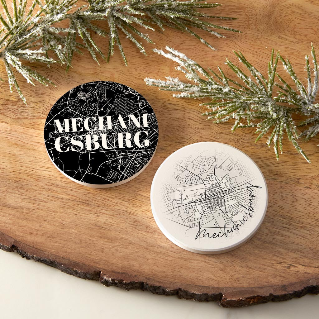 Minimalistic B&W Pennsylvania Mechanicsburg Map Love| Absorbent Car Coasters | Set of 2 | Min 4