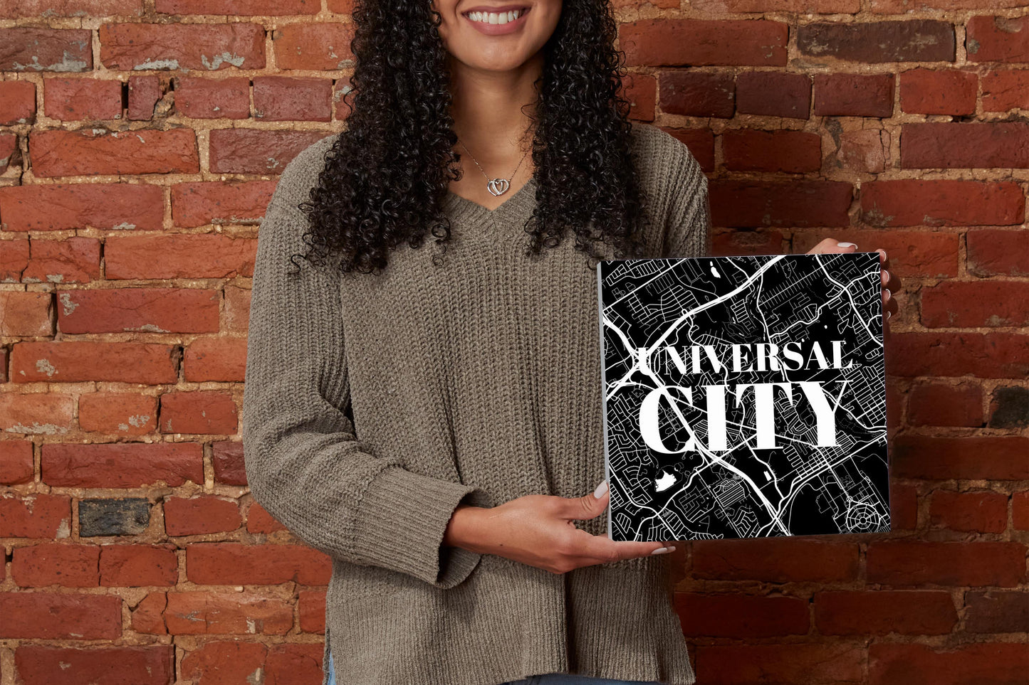 Minimalistic B&W Texas Universal City Map | Wood Block | Eaches | Min 2