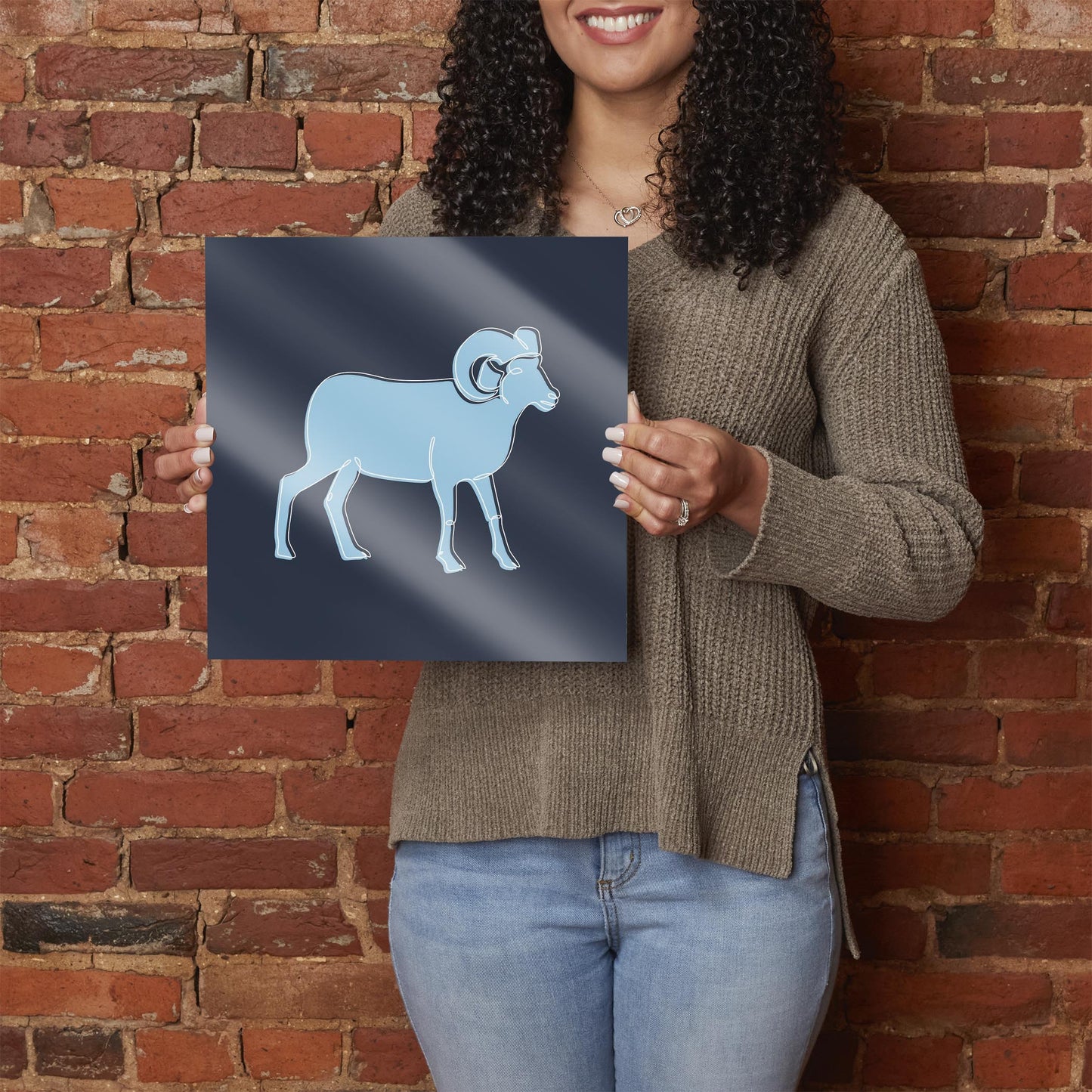 Blue Shades North Carolina Ram Line Drawing | Hi-Def Glass Art | Eaches | Min 1