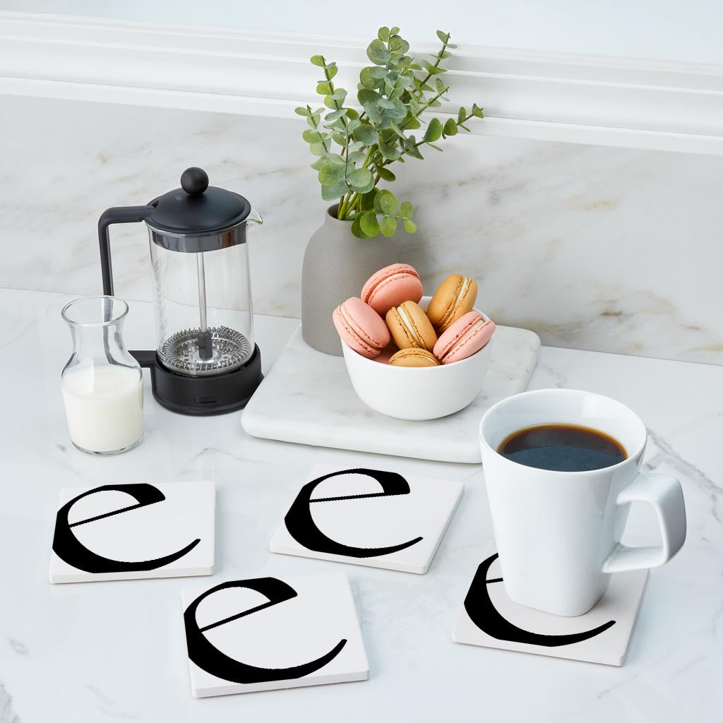 Minimal Monogram E | Absorbent Coasters | Set of 4 | Min 2
