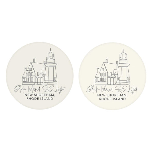 Block Island Se Light| Absorbent Car Coasters | Set of 2 | Min 4