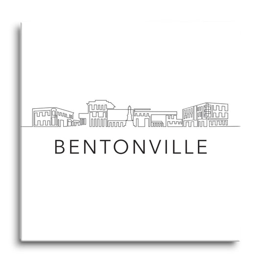 Minimalist B&W Arkansas Bentonville Skyline | Hi-Def Glass Art | Eaches | Min 1