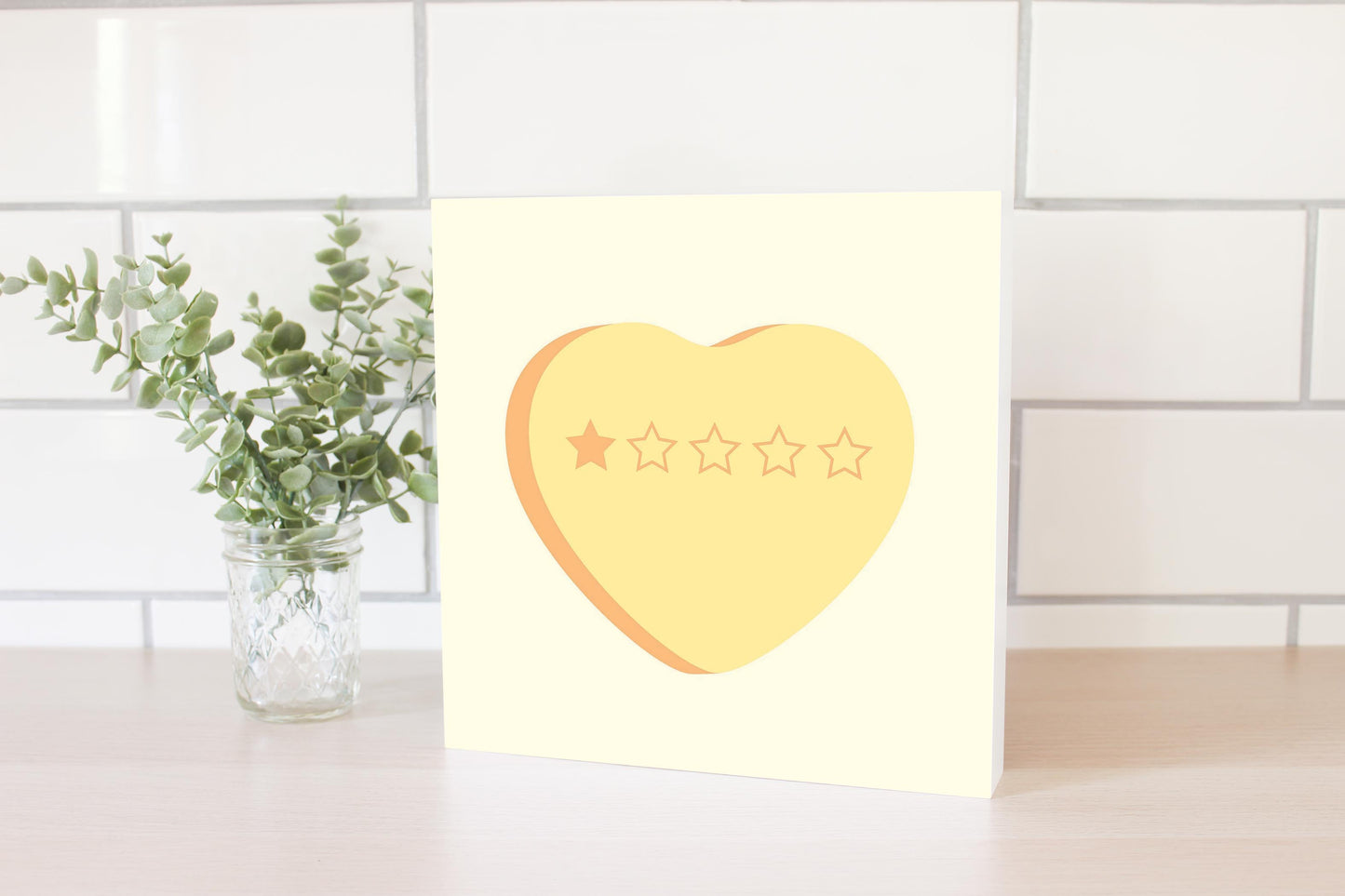 Funny Message Hearts 1 Star | Wood Block | Eaches | Min 2