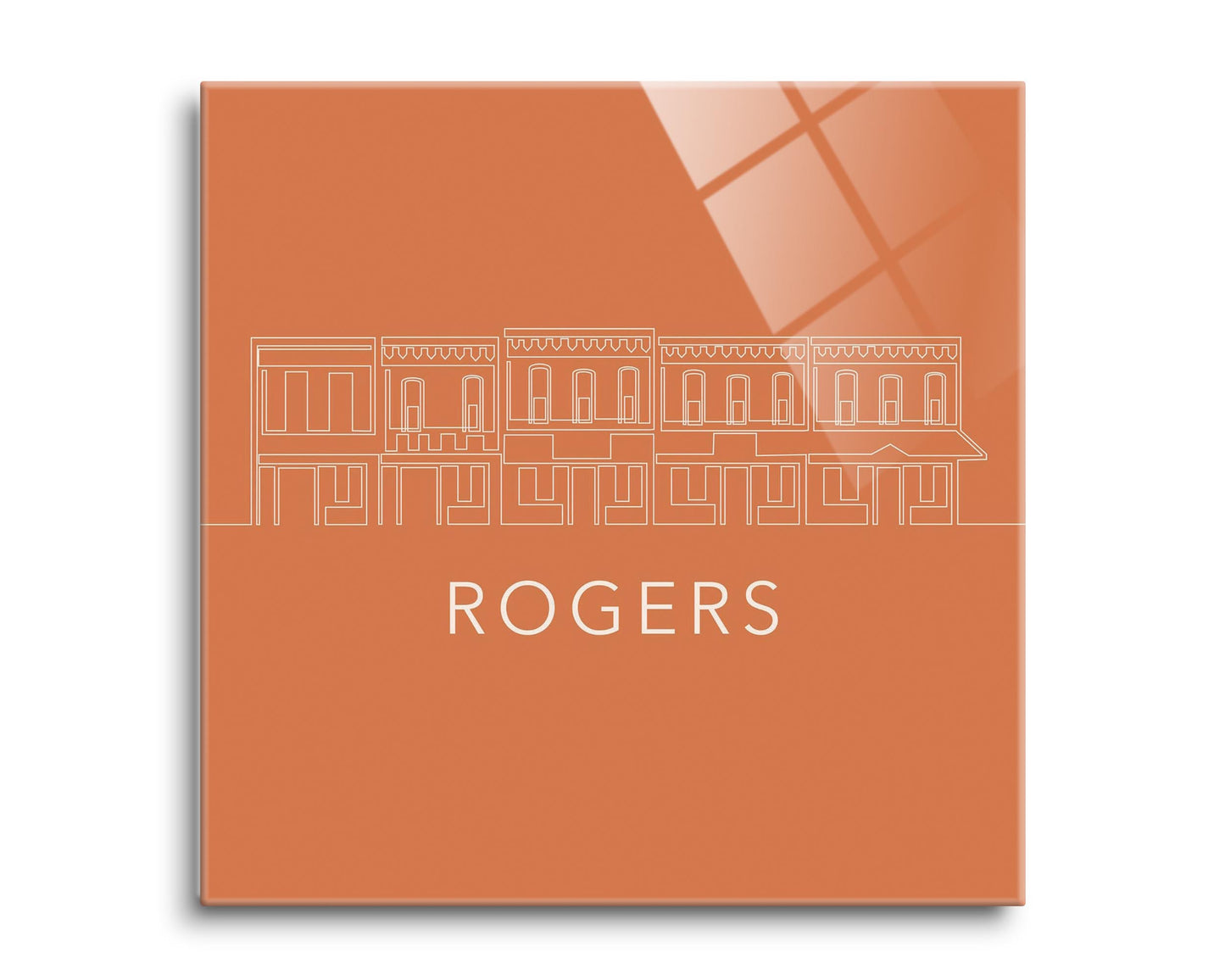 Modern Minimalist Arkansas Rogers Skyline | Hi-Def Glass Art | Eaches | Min 2