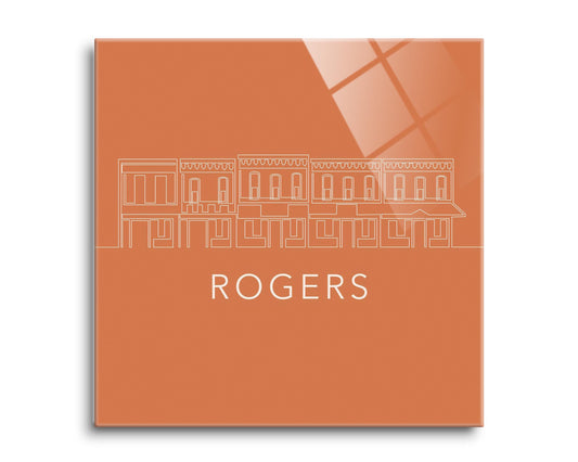 Modern Minimalist Arkansas Rogers Skyline | Hi-Def Glass Art | Eaches | Min 2