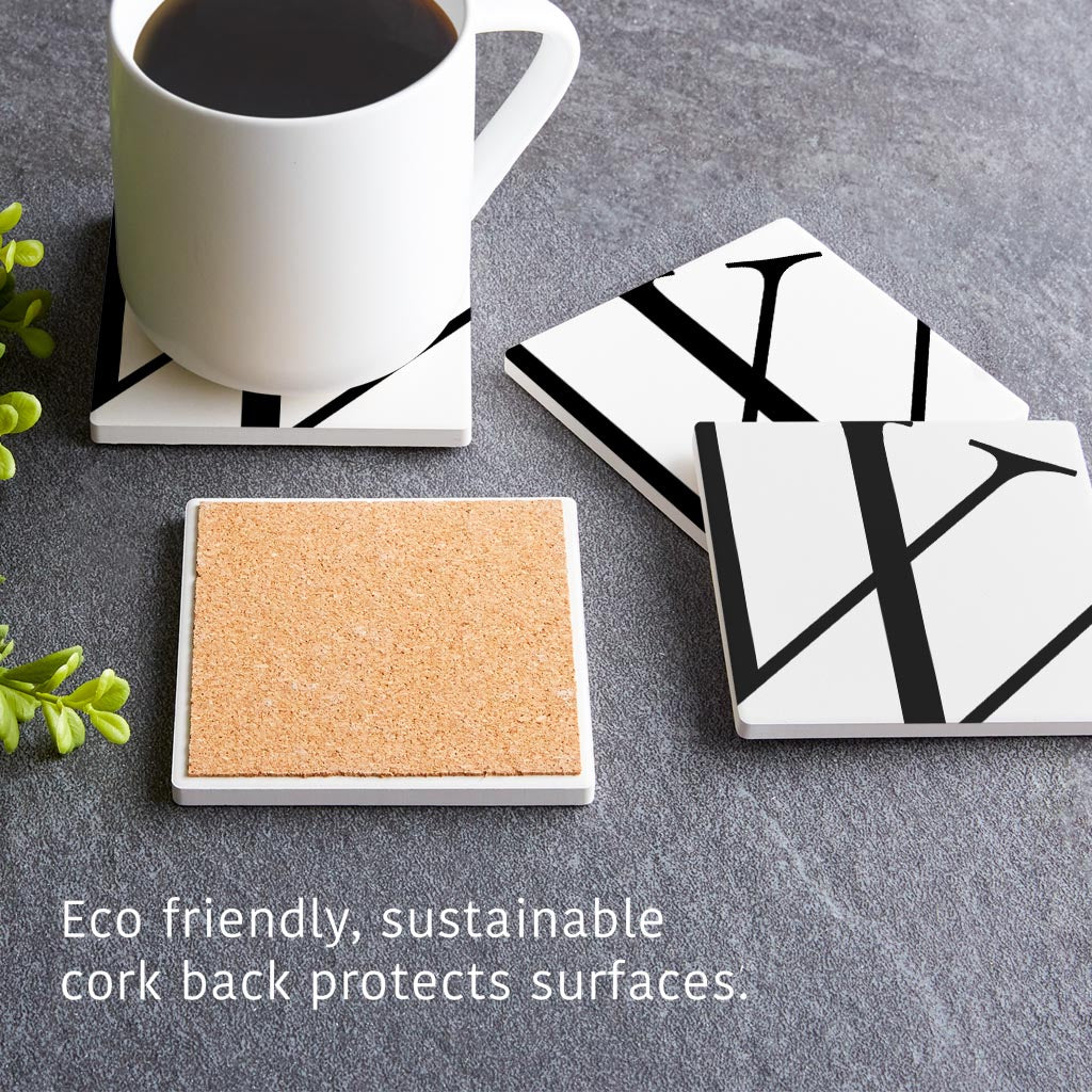 Minimal Monogram W | Absorbent Coasters | Set of 4 | Min 2