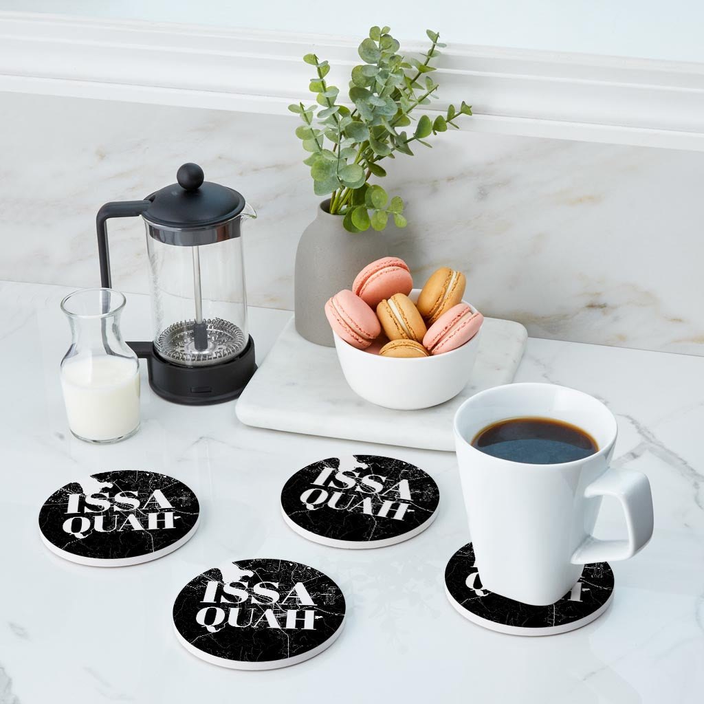 Minimalistic B&W Washington Issaquah Map | Absorbent Coasters | Set of 4 | Min 2