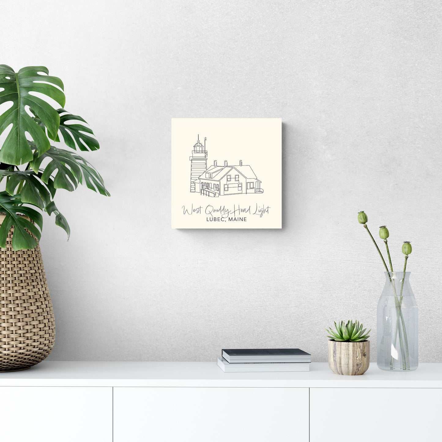 Cream West Quoddy Head Light| Wood Sign | Eaches | Min 2