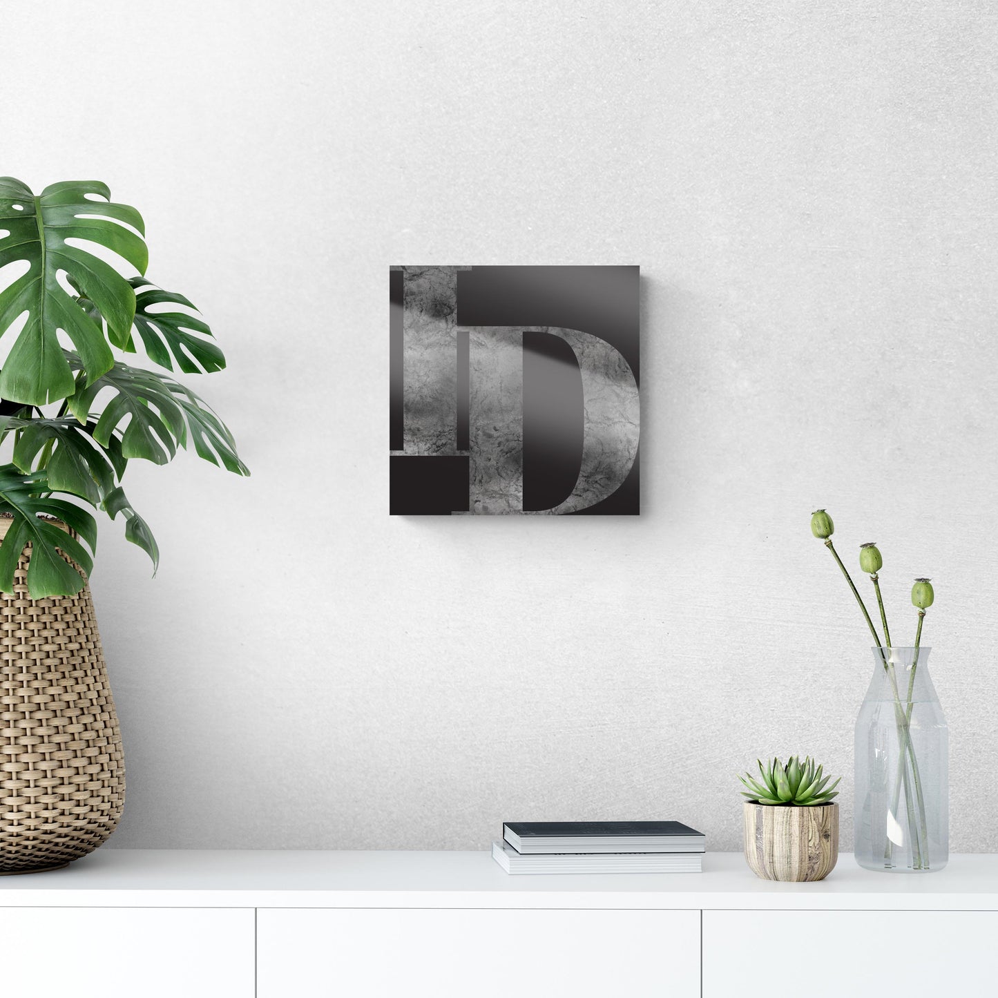 Minimalist B&W Idaho Black Initials | Hi-Def Glass Art | Eaches | Min 1