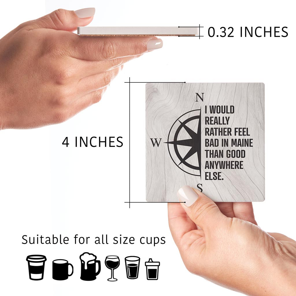 New England Compass Saying | Absorbent Coasters | Set of 4 | Min 2