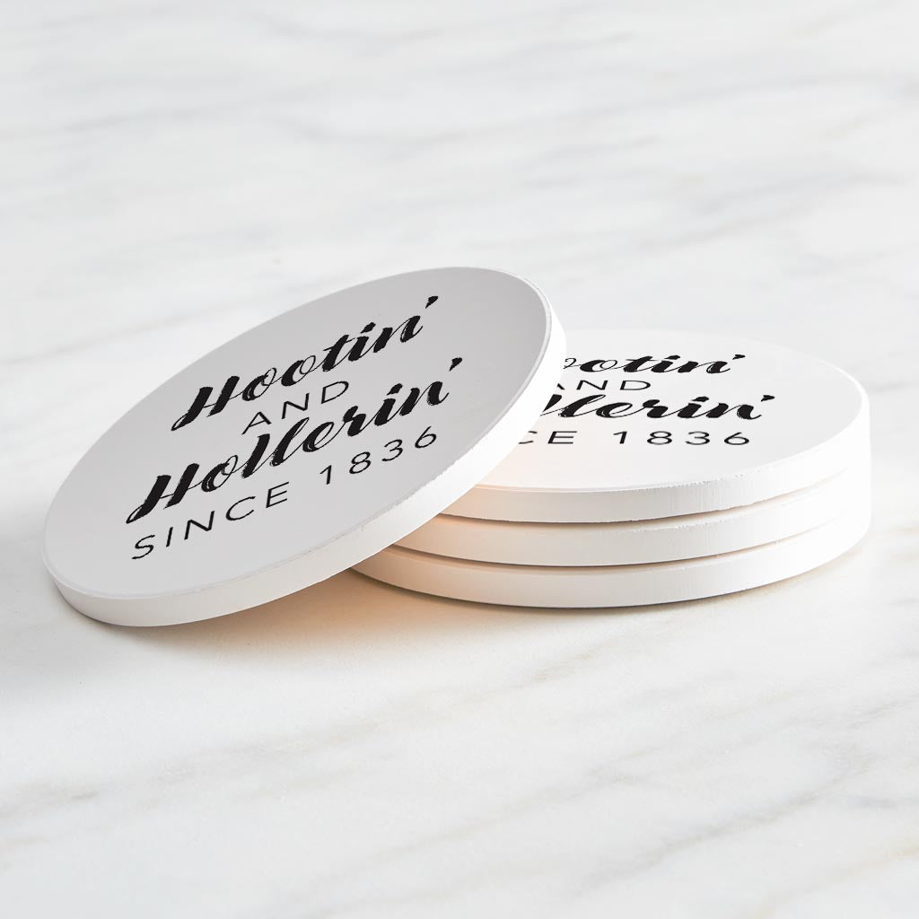 B&W Minimalist Arkansas Hootin Hollerin | Absorbent Coasters | Set of 4 | Min 2