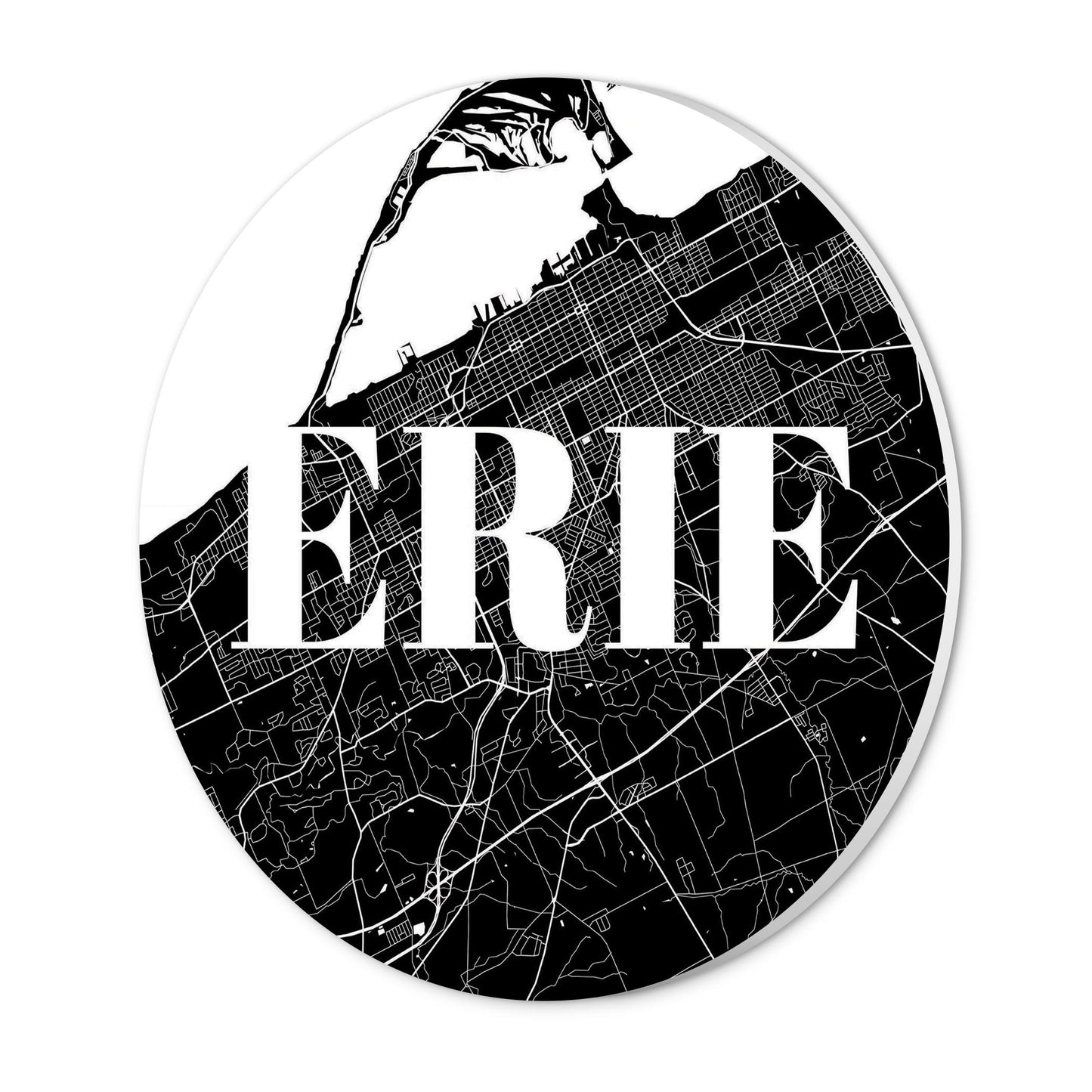 Minimalistic B&W Pennsylvania Erie Map | Wood Sign | Eaches | Min 1